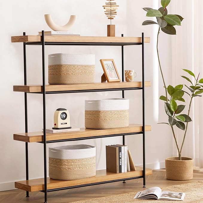 3er-Set Aufbewahrungskörbe aus Baumwollseil – Geflochtene Organizer mit Griffen für Spielzeug & Handtücher, Braun (35,6×20,3×22,9 cm)